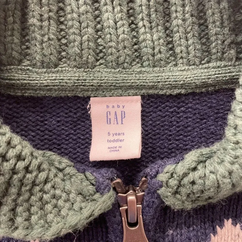 Baby Gap Tree Red Truck Full Zip Sweater - 5T